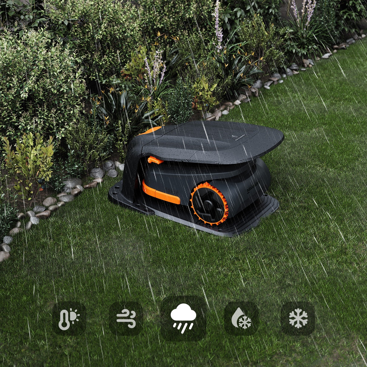 <p>Rain sensor and forecast protection keep your mower safe. </p>