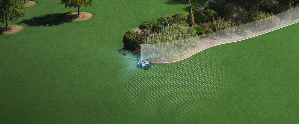 Navimow i110N robot lawn mower accurately trims the green grass.