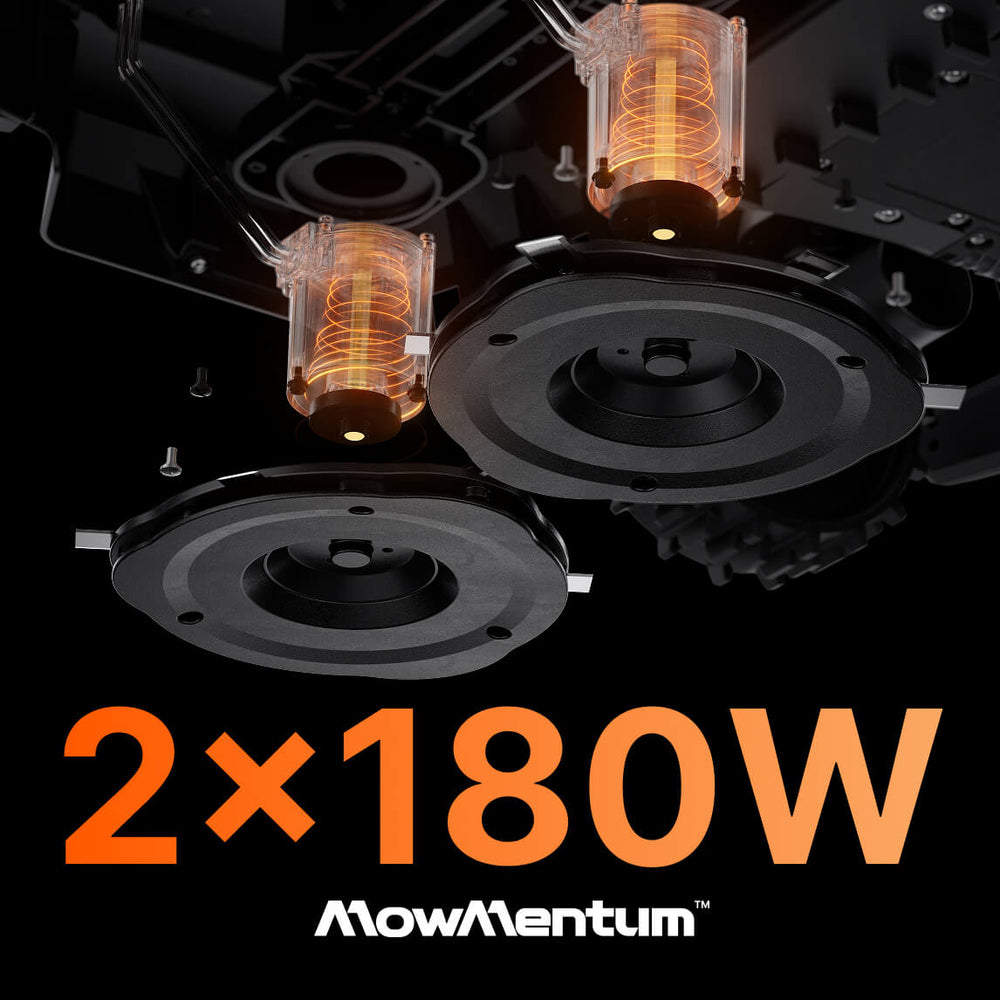 MowMentum S1 robot lawn mower with dual 180W cutting motors.