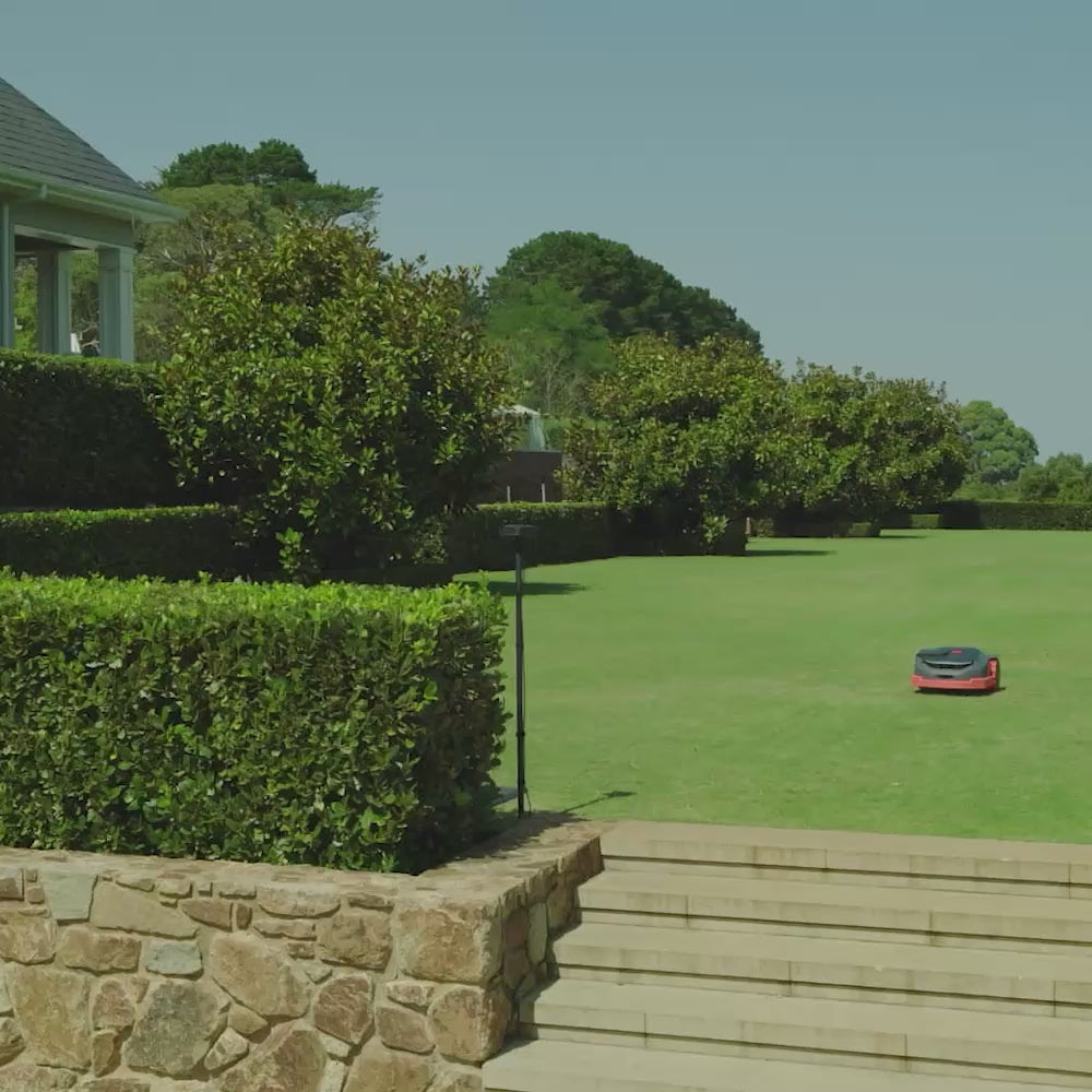 Load video: <p>Supports dual RTK signals³ with an upgrade to triple-frequency observation for extended coverage and unbeatable stability in challenging conditions, making it the perfect solution for front and back yards.</p>