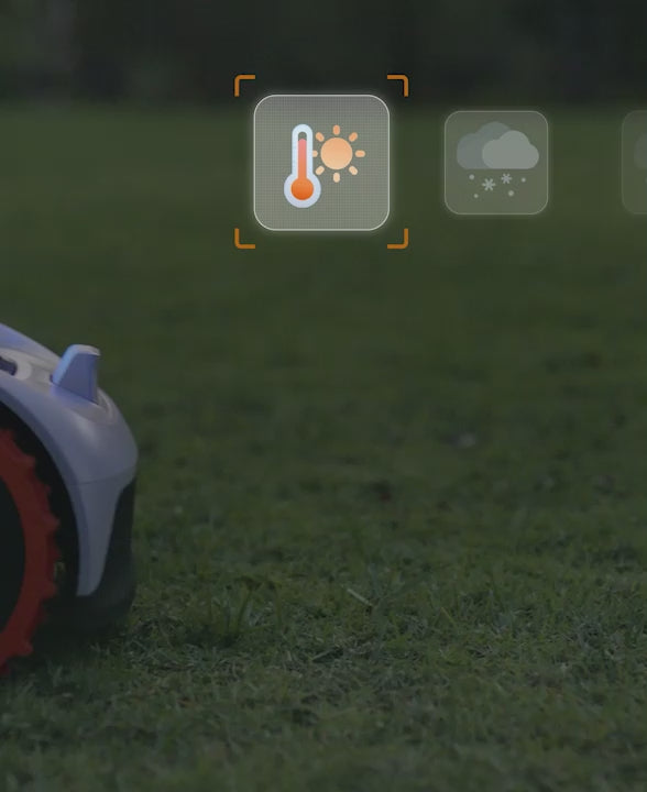Load video: <p>Actively monitors real-time weather forecasts to ensure mowing happens under optimal conditions. Upon detecting significant weather changes, it automatically pauses mowing and returns to the charging dock, protecting lawns from wet grass damage and encouraging healthier, scientifically managed care.</p>